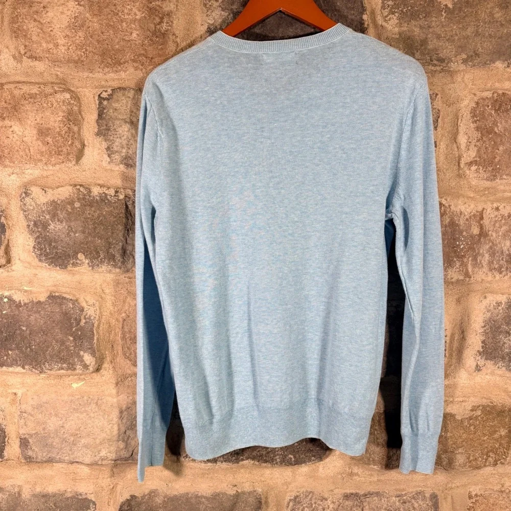 Bonobos Men's Slim Fit Cotton Linen Henley Sweater Light Blue Medium Lightweight